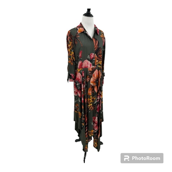 Soft Surroundings Provincia Green Floral 1/4 Sleeve Maxi Women's Dress Medium - Picture 2 of 10
